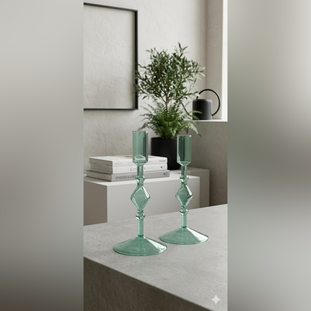 Poketo Glass Candle Stick Holders